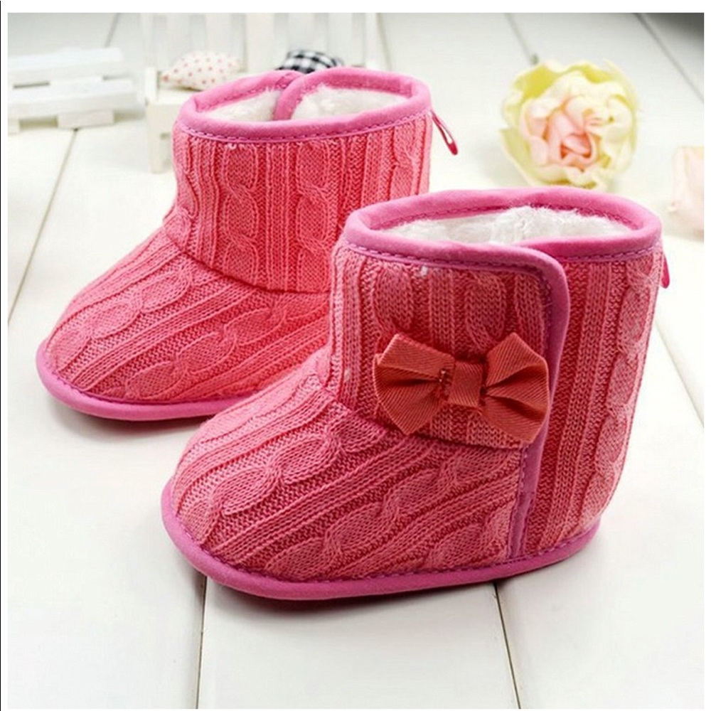 Toddler Girls Fleece Knitted Bowknot Boot